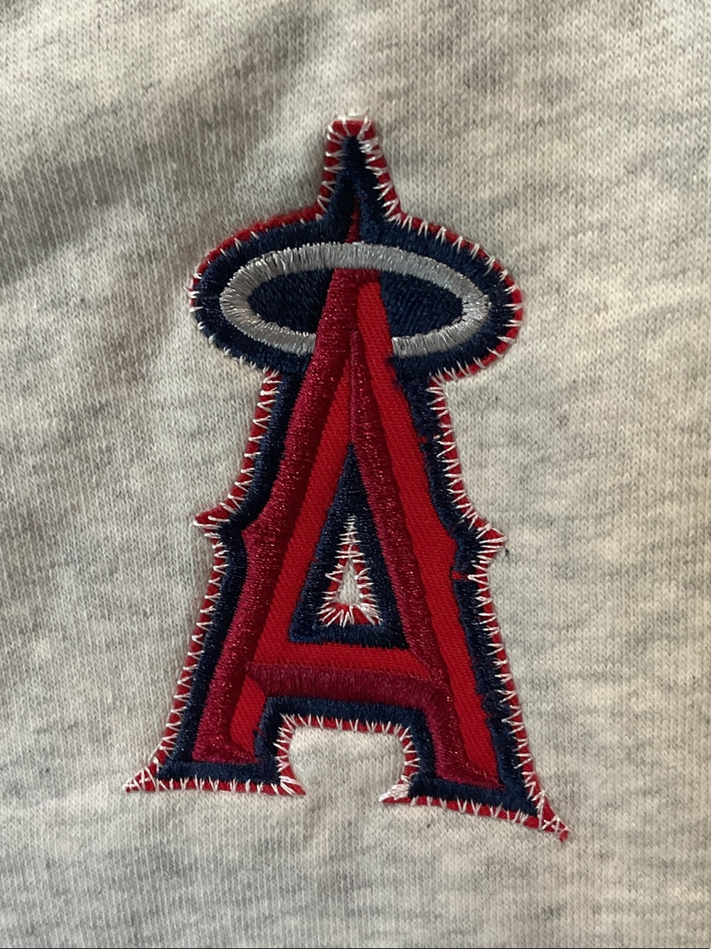 Champion Gray V-Neck Cropped Sweatshirt Embroidered Los Angeles Angels Logo - Picture 6 of 7